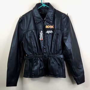 Leathercraft Process Spiked My Chemical Romance ACDC Anthrax Patchwork Jacket XL
